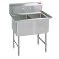 Bk Resources 23.8125 in W x 41 in L x Free Standing, Stainless Steel, Two Compartment Sink BKS-2-18-12S